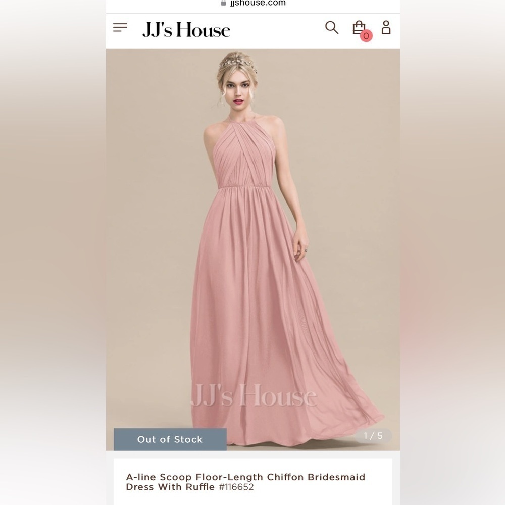 A-line Scoop Floor-Length Chiffon Bridesmaid Dress With Ruffle #116652